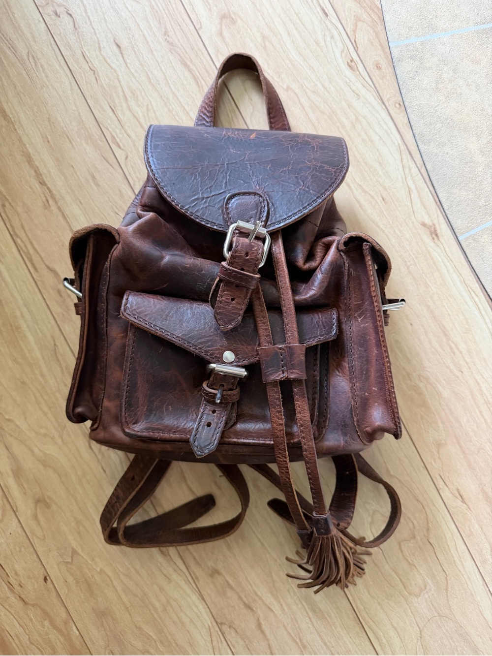 Freebird by Steven Mini Leather Backpack Cognac Brown